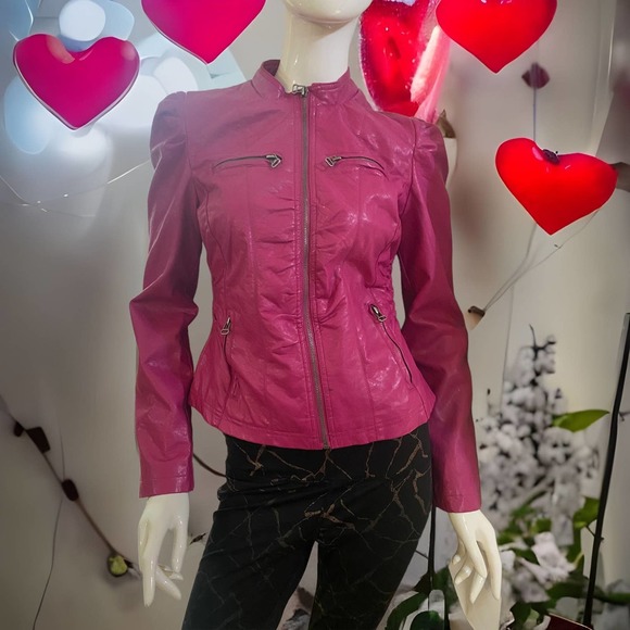New Look Jackets & Blazers - 𝅺NWT New Look Faux Leather Jacket Pink Sz M